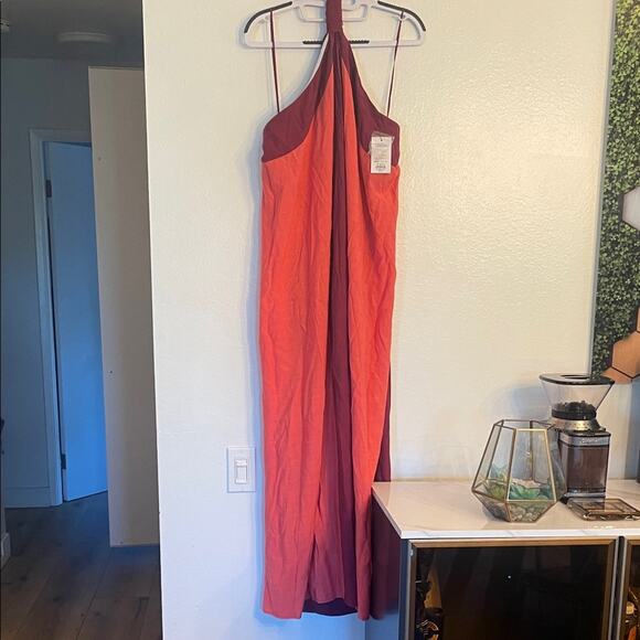 NWT Women's Nine West Halter Neck Colorblock Maxi Dress - Picture 2 of 12